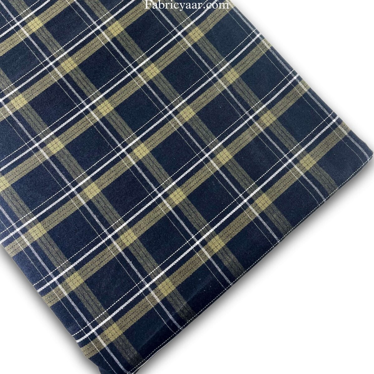 Pure Cotton Breathable Black And Olive Checks Shirt Fabric (Width 58 Inch | 1.60 Meters)