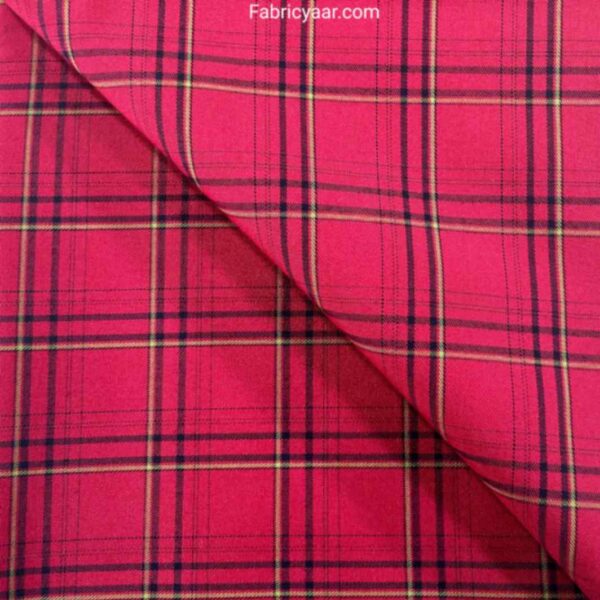 Pure Cotton Breathable Red And Black Checks Shirt Fabric (Width 58 Inch | 1.60 Meters)
