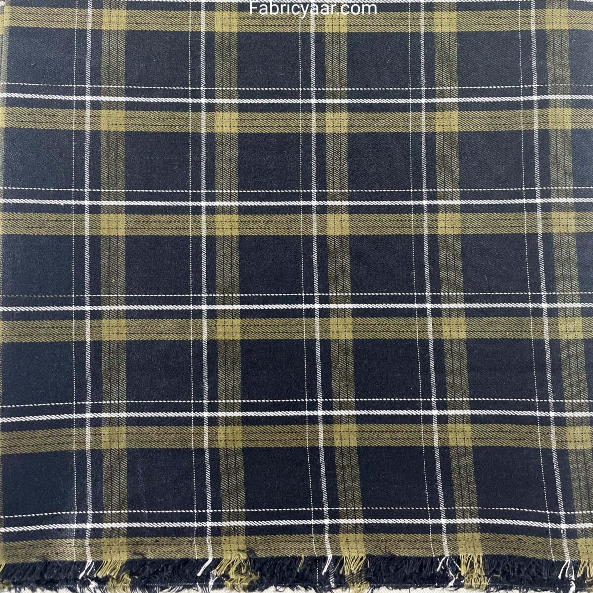 Pure Cotton Breathable Black And Olive Checks Shirt Fabric (Width 58 Inch | 1.60 Meters)