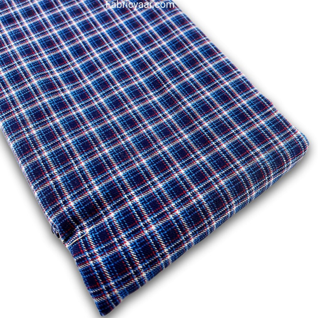 Metty Zero Checks Blue Shirt Fabric (Width 58 Inch | 1.60 Meters)