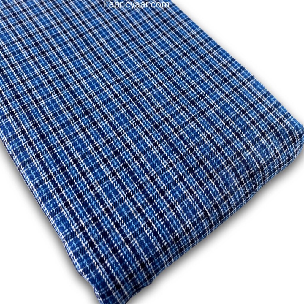 High-Quality Metty Zero Checks Blue Shirt Fabric (Width 58 Inch | 1.60 Meters)
