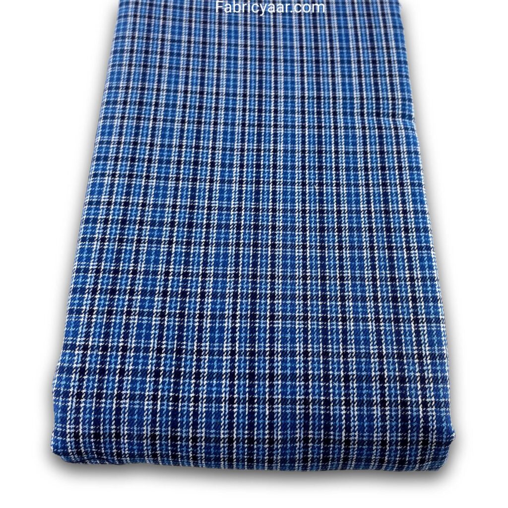 High-Quality Metty Zero Checks Blue Shirt Fabric (Width 58 Inch | 1.60 Meters)