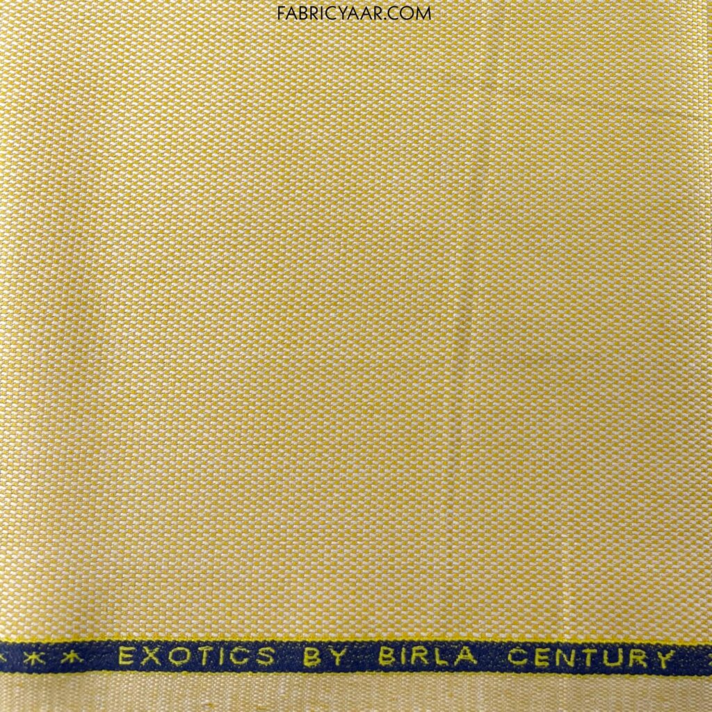 Birla Century Pure Cotton Self Textured Yellow Shirt Fabric (Width 58 Inch | 1.60 Meters)