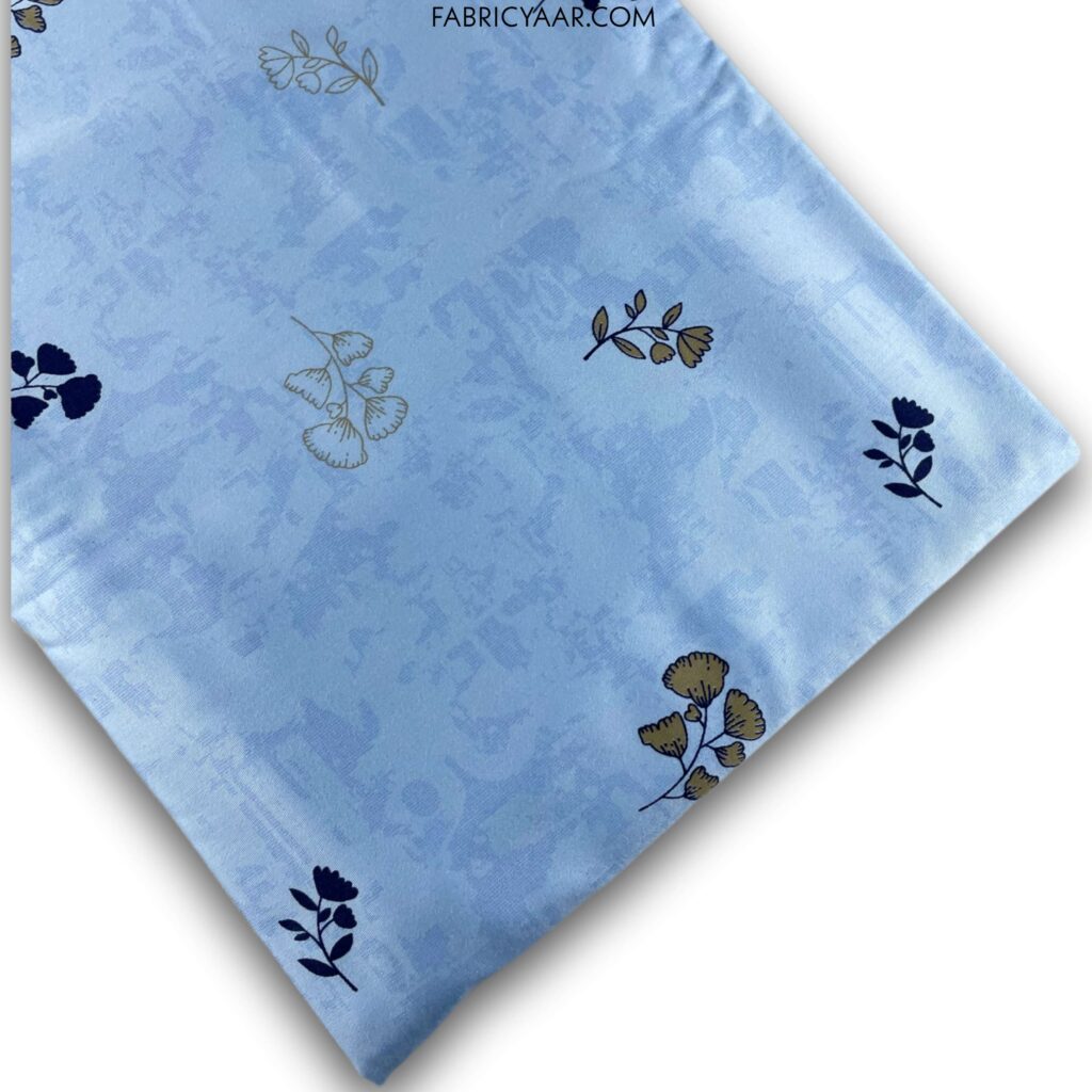 Giza Cotton Blue Flower Printed Super Soft Shirt Fabric (Width 58 Inch | 1.60 Meters)