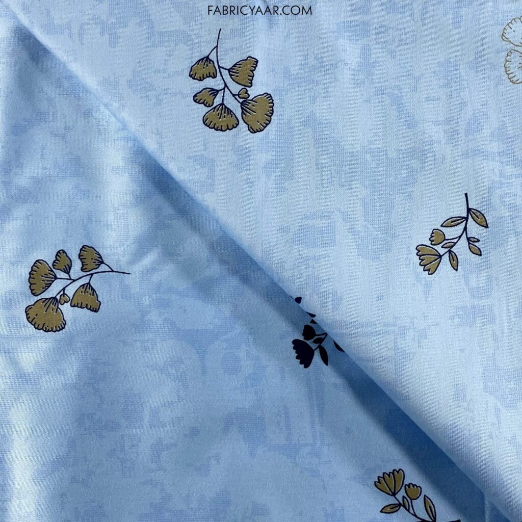 Giza Cotton Blue Flower Printed Super Soft Shirt Fabric (Width 58 Inch | 1.60 Meters)