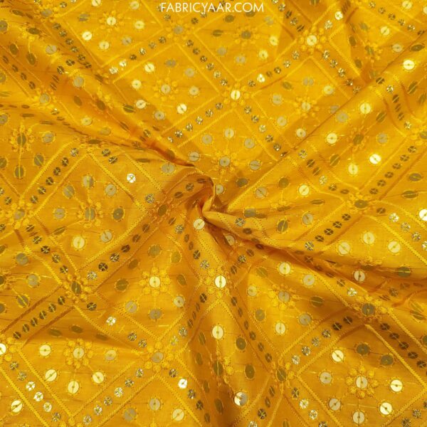 Cotton Lawn Cipli Work Yellow Haldi Kurta / Koti Fabric (Width 58 Inch)