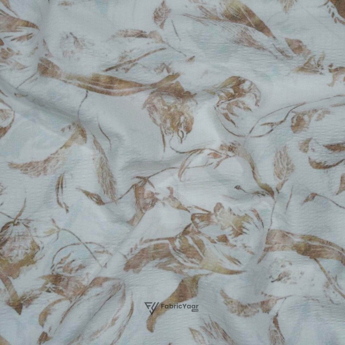 Stretchable Coffee Digital Printed Shirt Fabric ( Width 58 Inch )