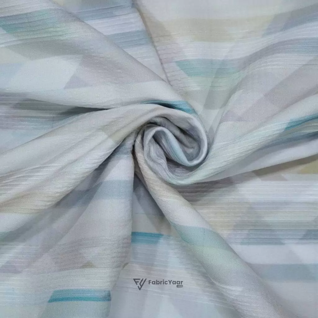 Stretchable Digital Olive Geometric Printed Shirt Fabric (Width 58 Inch)