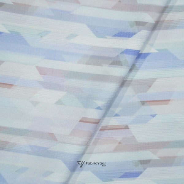 Stretchable Digital Bluish Printed Shirt Fabric (Width 58 Inch)