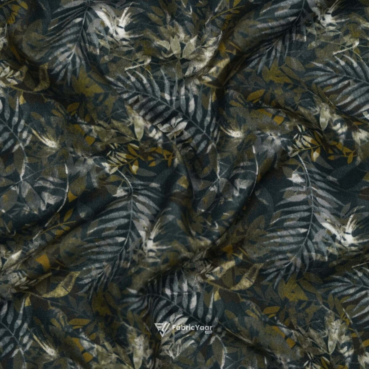 Modal Digital Olive Printed Shirt Fabric (Width 58 Inch)