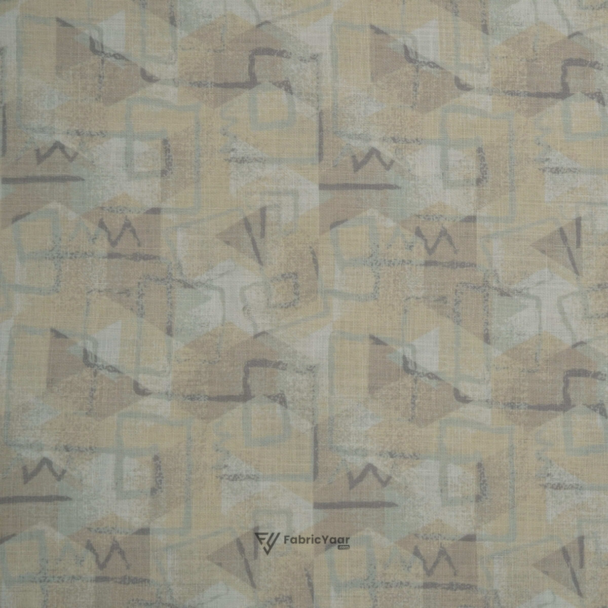 Cotton Linen Digital Printed Light Brown Shirt Fabric (Width 58 Inch)