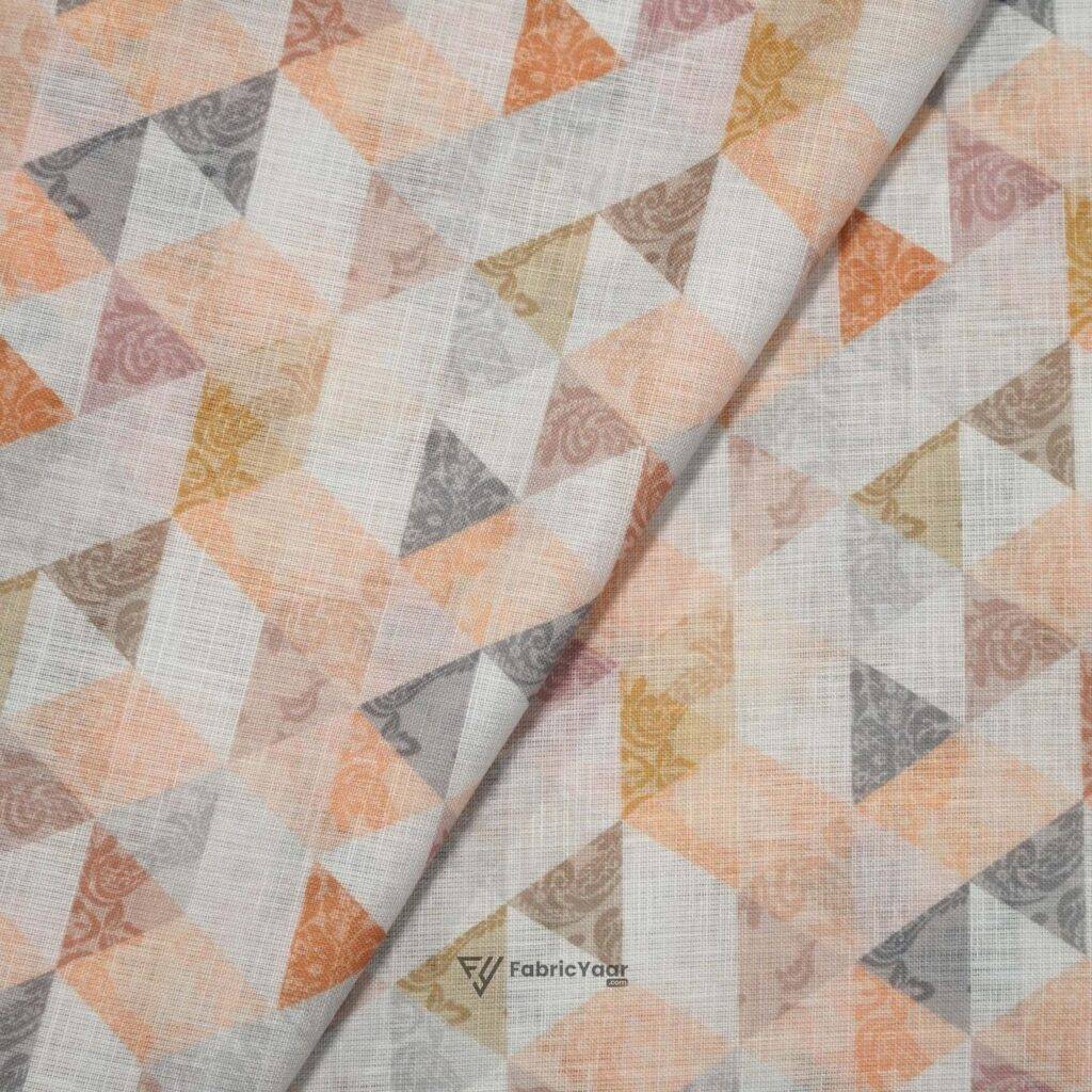 Cotton Linen Orenge Digital Print Shirt Fabric (Width 58 Inch)