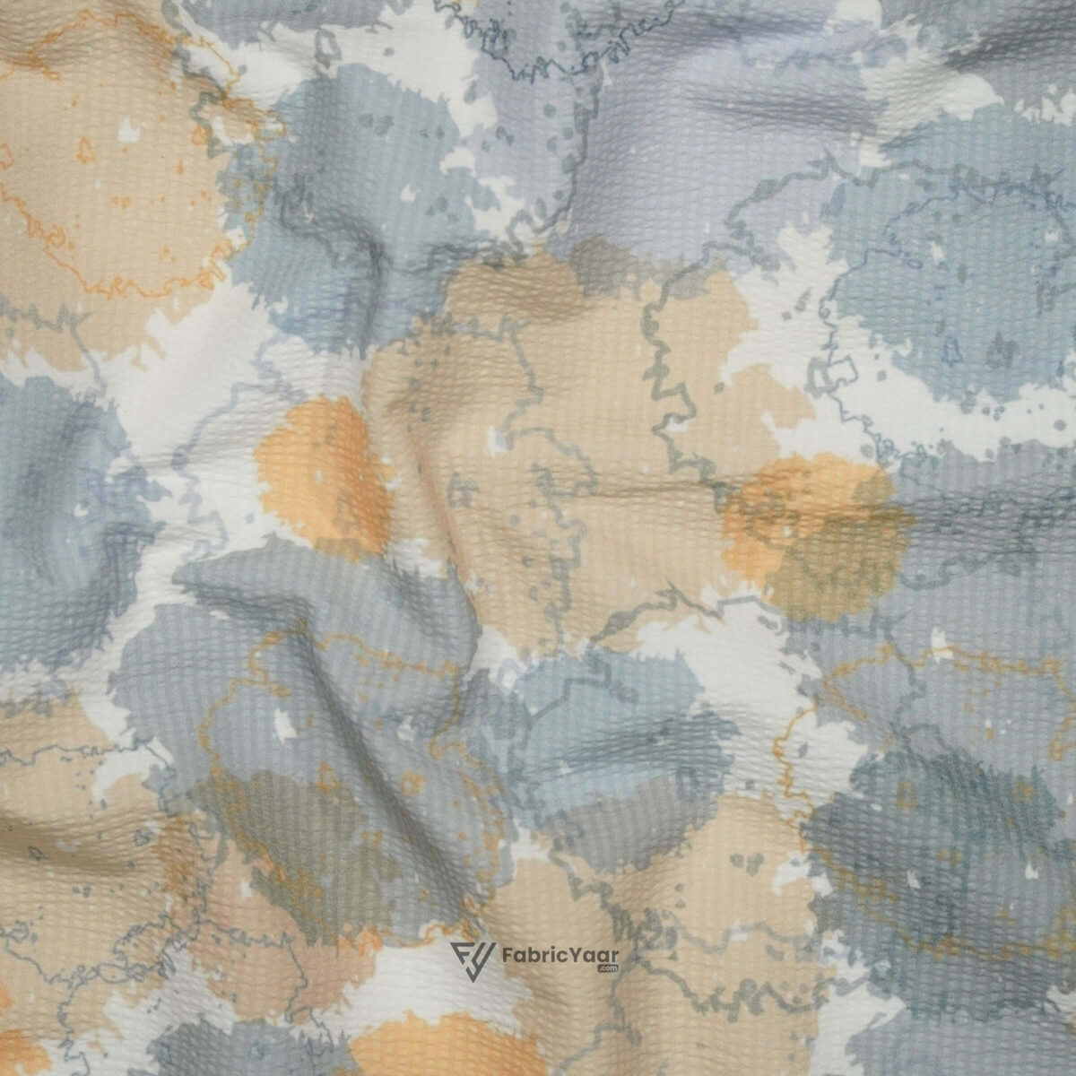 Stretchable Digital Printed Grayish Shirt Fabric (Width 58 Inch)