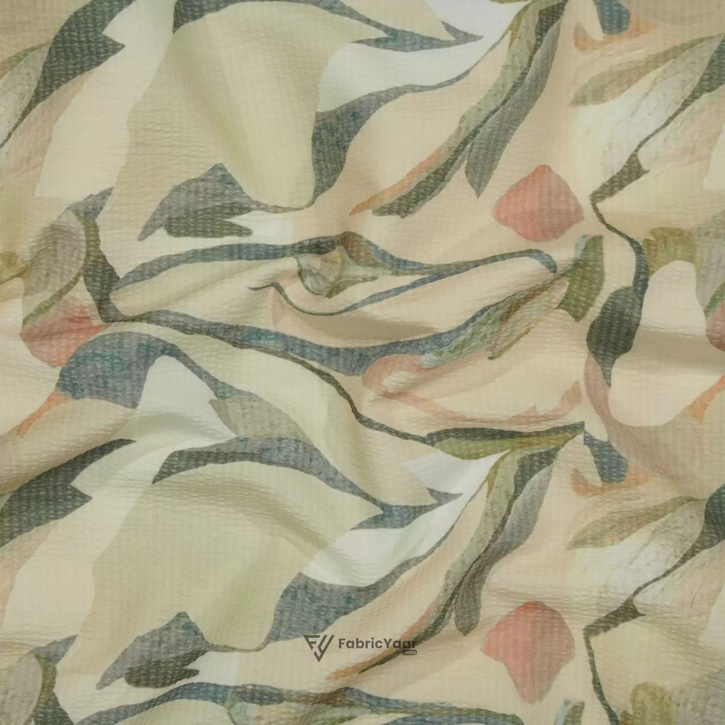 Stretchable Digital Floral Printed Shirt Fabric (Width 58 Inch)