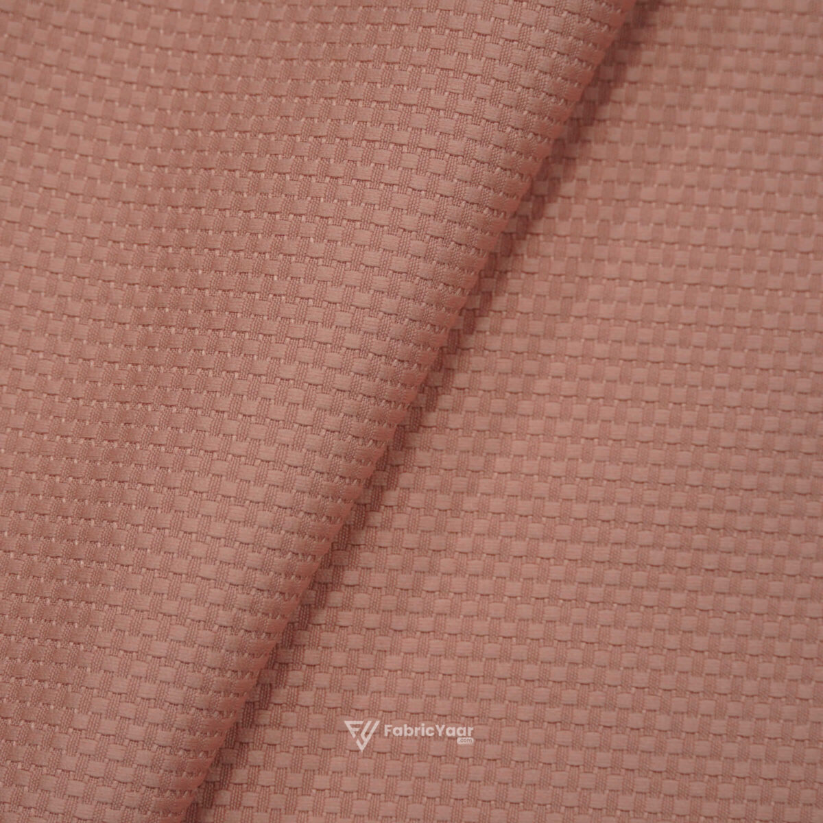 Self Textured Popcorn Plain Peach Shirt Fabric (Width 58 Inch)