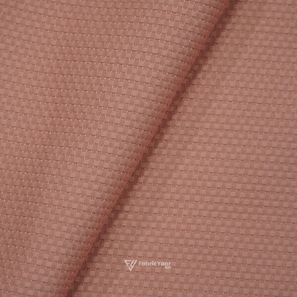 Self Textured Popcorn Plain Peach Shirt Fabric (Width 58 Inch)