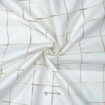 Self Textured Thick Line White Giza Cotton Shirt / Kurta Fabric (Width 58 Inch)