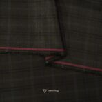 Imported T/R Self Checks Coffee Suit / Pant Fabric (Width 58 Inch)