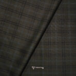 Imported T/R Self Checks Coffee Suit / Pant Fabric (Width 58 Inch)