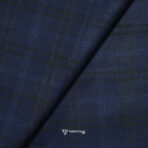 Imported T/R Self Checks Blue Suit / Pant Fabric (Width 58 Inch)