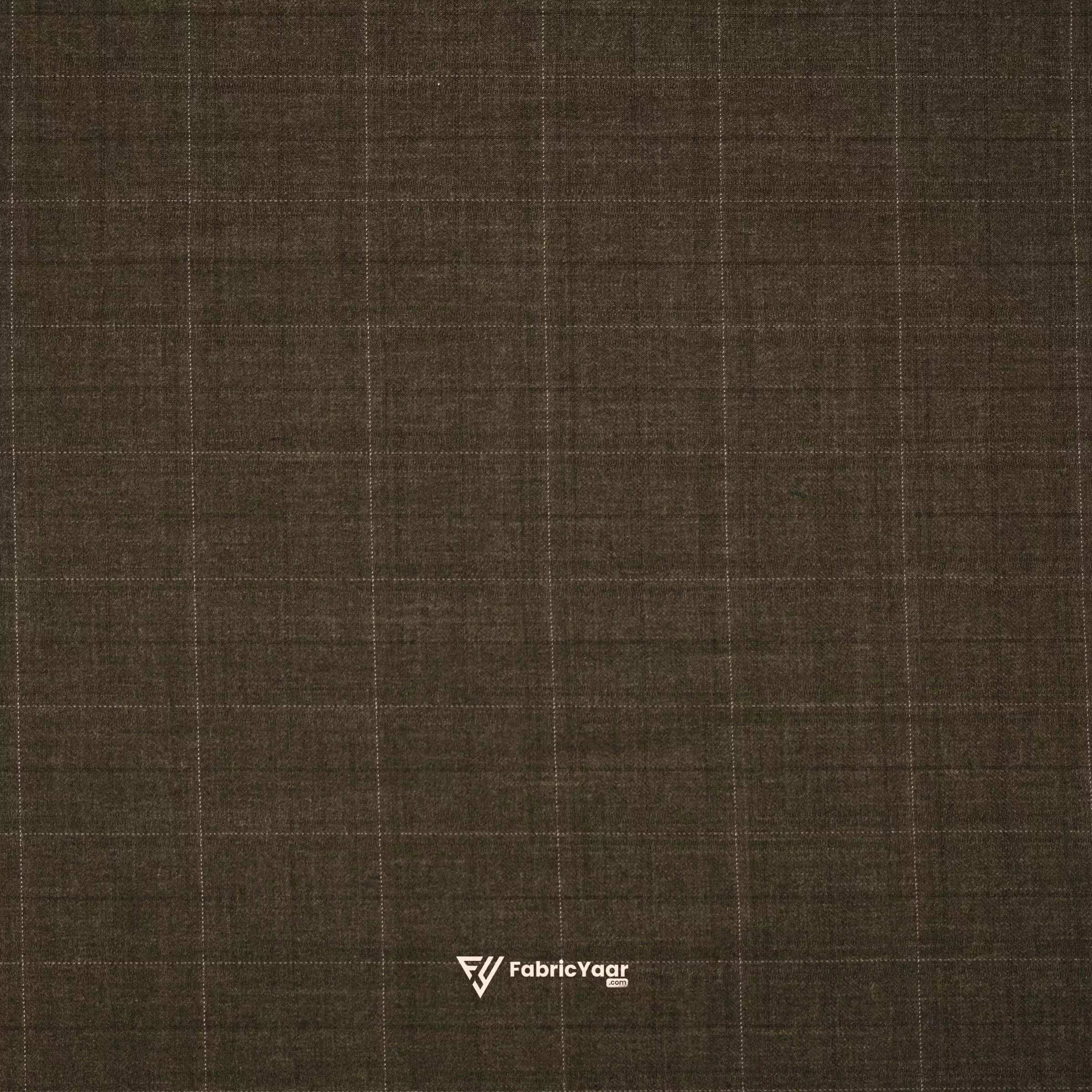 Imported T/R Self Checks Brown Suit / Pant Fabric (Width 58 Inch)