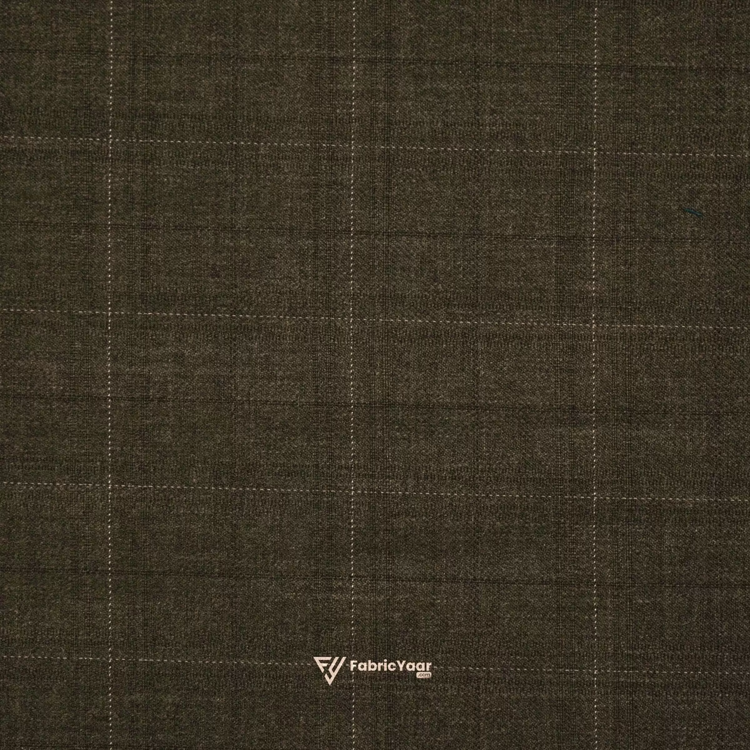 Imported T/R Self Checks Brown Suit / Pant Fabric (Width 58 Inch)