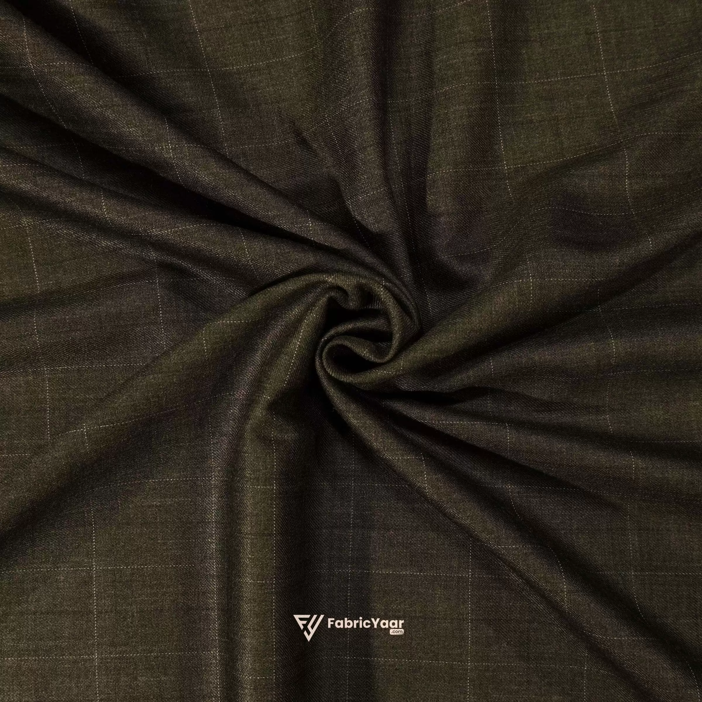 Imported T/R Self Checks Brown Suit / Pant Fabric (Width 58 Inch)