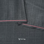 Imported T/R Self Checks Dark Grey Suit / Pant Fabric (Width 58 Inch)