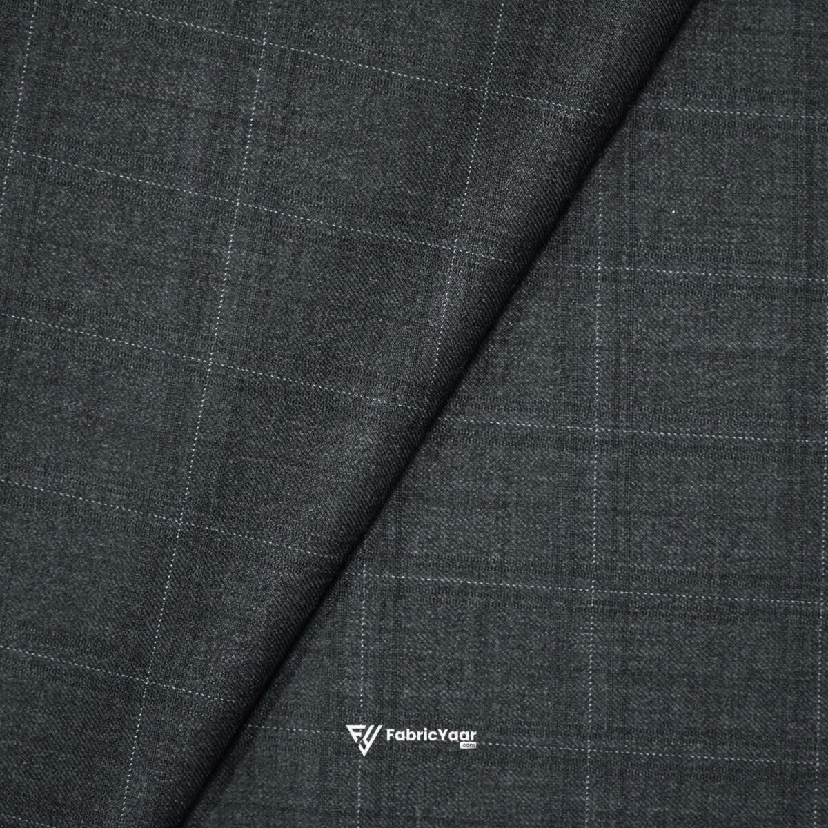 Imported T/R Self Checks Dark Grey Suit / Pant Fabric (Width 58 Inch)