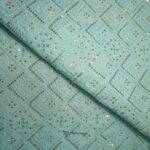 Georgette Golden Sequins Work Powder Blue Kurta Fabric (Width 38 Inch)