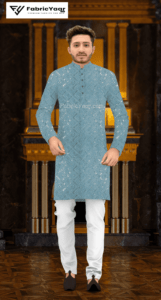 Georgette Golden Sequins Work Grey Kurta Fabric (Width 38 Inch)