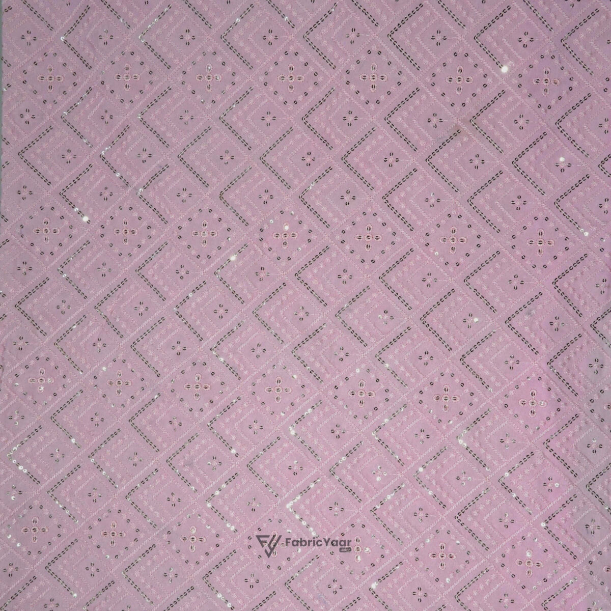 Georgette Golden Sequins Work Aesthetic Pink Kurta Fabric (Width 38 Inch)