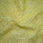 Georgette Golden Sequins Work Favourite Yellow Kurta Fabric (Width 38 Inch)