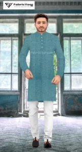 Designer Silk Embroidery Zero Sequins Grey Kurta Fabric (Width 38 Inch)