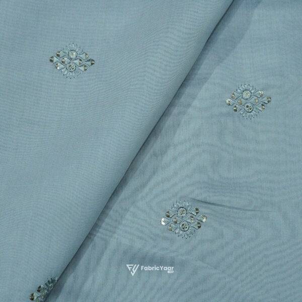 Malai Silk Buta Sequins Work Grey Kurta Fabric (Width 58 Inch)