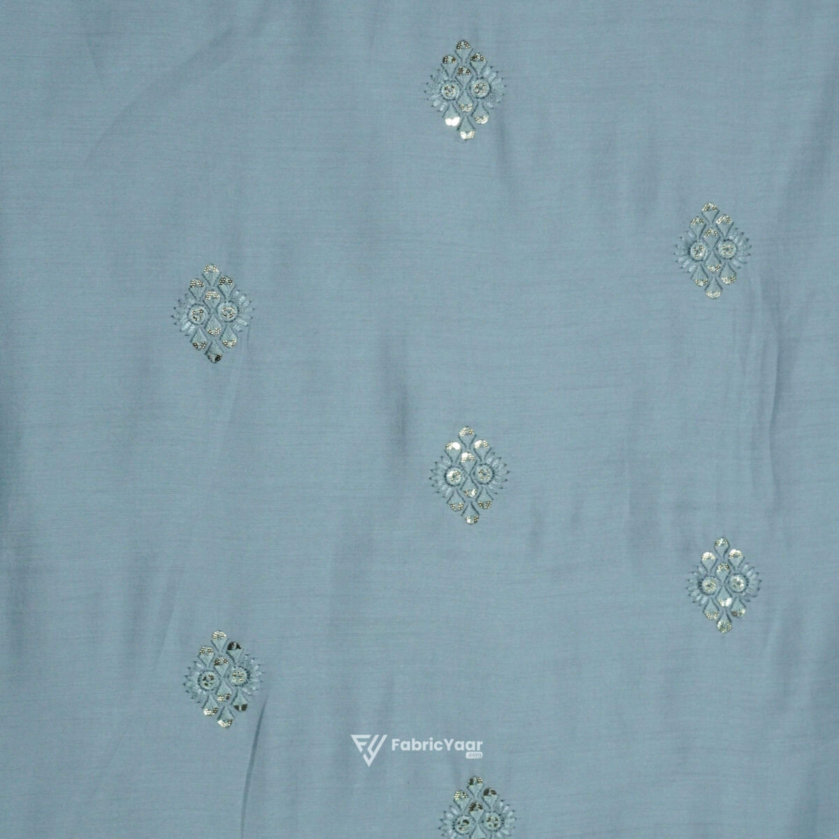 Malai Silk Buta Sequins Work Grey Kurta Fabric (Width 58 Inch)