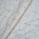 Mirror Work Peach Giza Cotton Kurta Fabric (Width 58 Inch)