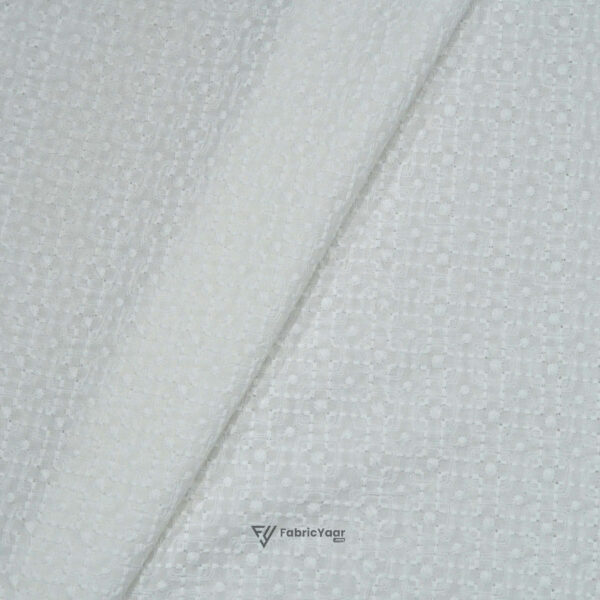 Embroidery Without Sequins White Kurta Fabric (Width 58 Inch)
