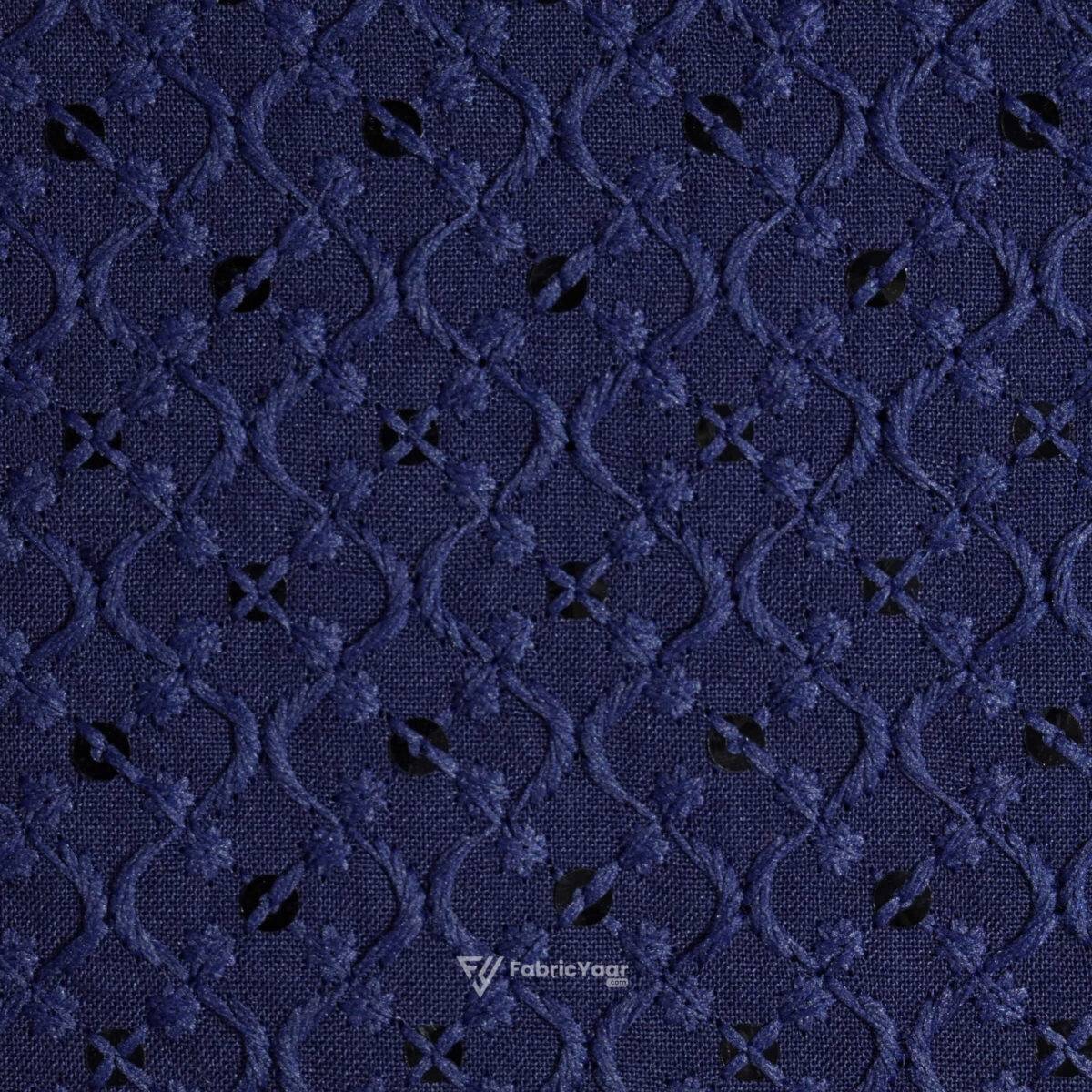 Lucknowi Sequins Work Blue Kurta Fabric (Width 58 Inch)