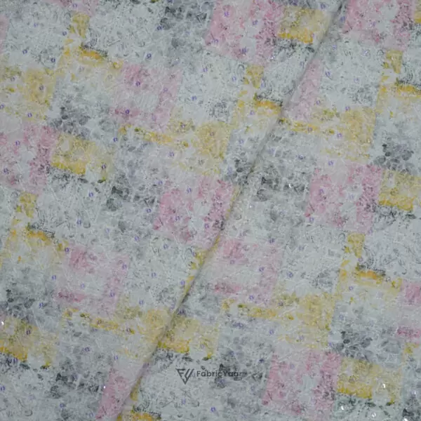 Printed With Sequins Kurta Fabric (Width 58 Inch)