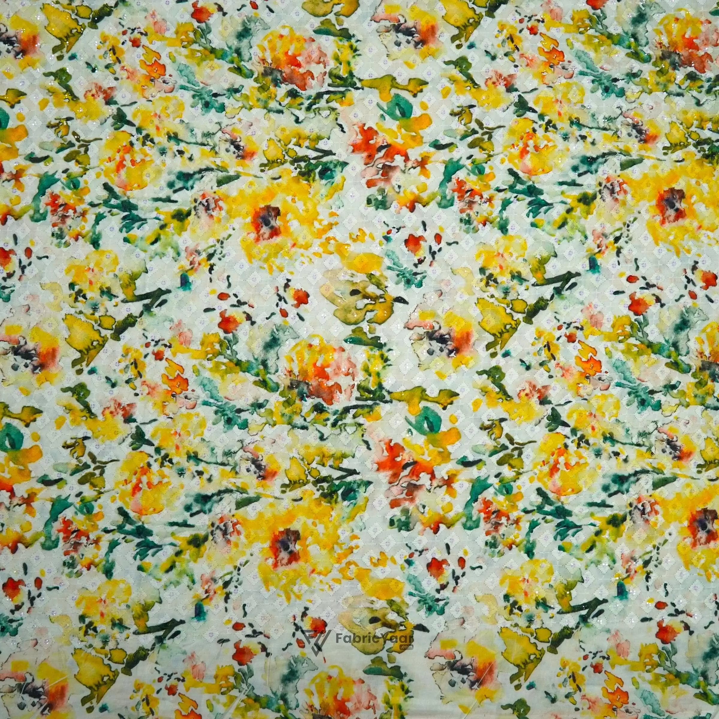 Printed With Multi Color Sequins Kurta Fabric (Width 58 Inch)