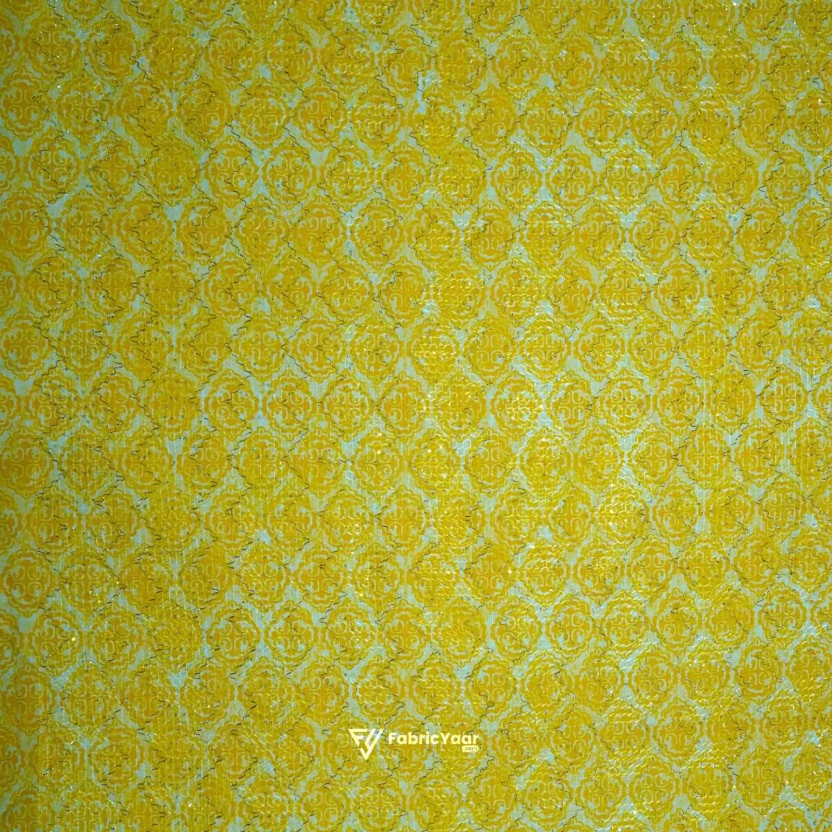 Printed With Golden Sequins Haldi Kurta Fabric (Width 58 Inch)