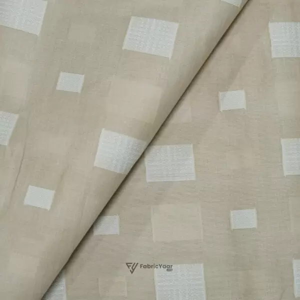 Cotton Lawn Buta Self Cream Kurta / Shirt Fabric (Width 58 Inch)
