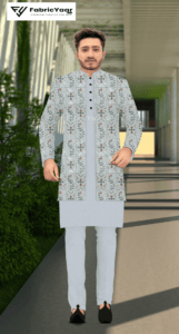 Designer Leaf Embroidery Multi Thread With Golden Sequins Koti / Kurta / Shrug Fabric (Width 38 Inch)