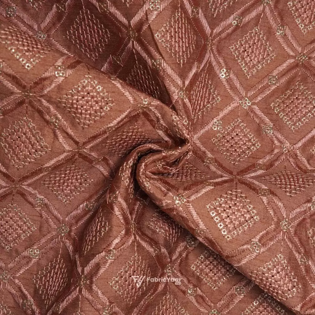 Designer Embroidery Old Rose Shrug / Koti Fabric (Width 38 Inch)