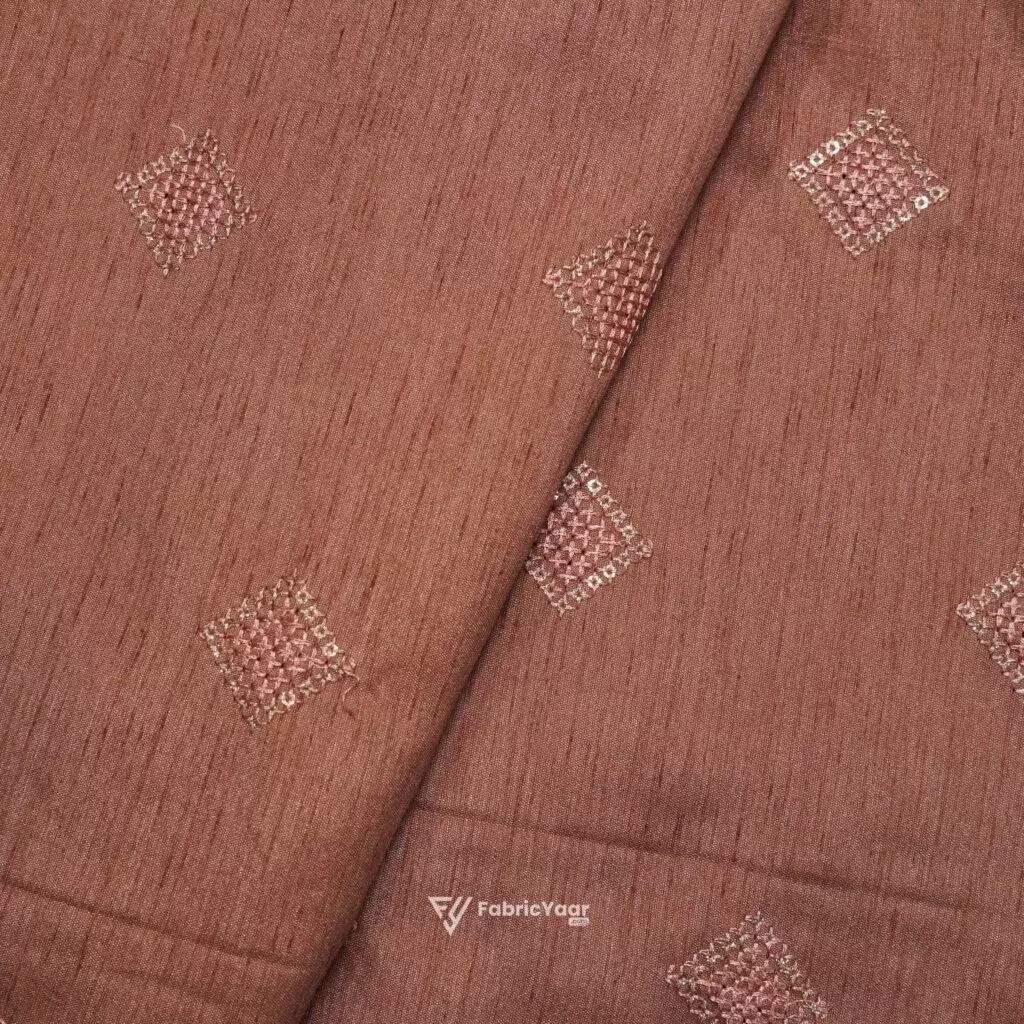 Designer Embroidery Old Rose Kurta Fabric (Width 38 Inch)