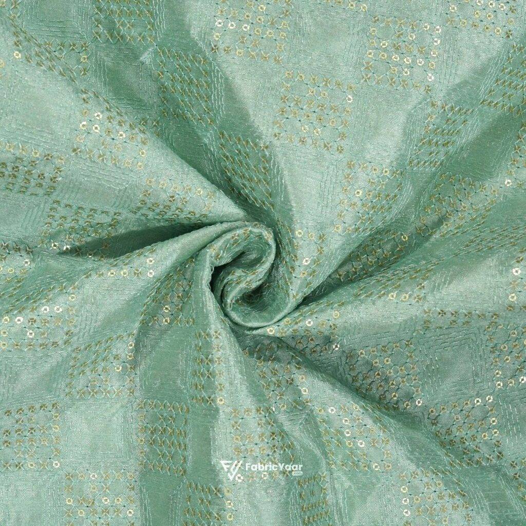 Designer Embroidery Sea Green Koti / Shrug / Kurta Fabric (Width 38 Inch)