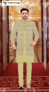 Designer Embroidery Multi Colour Thread Work Yellow Kurta / koti / Shrug (Width 38 Inch)