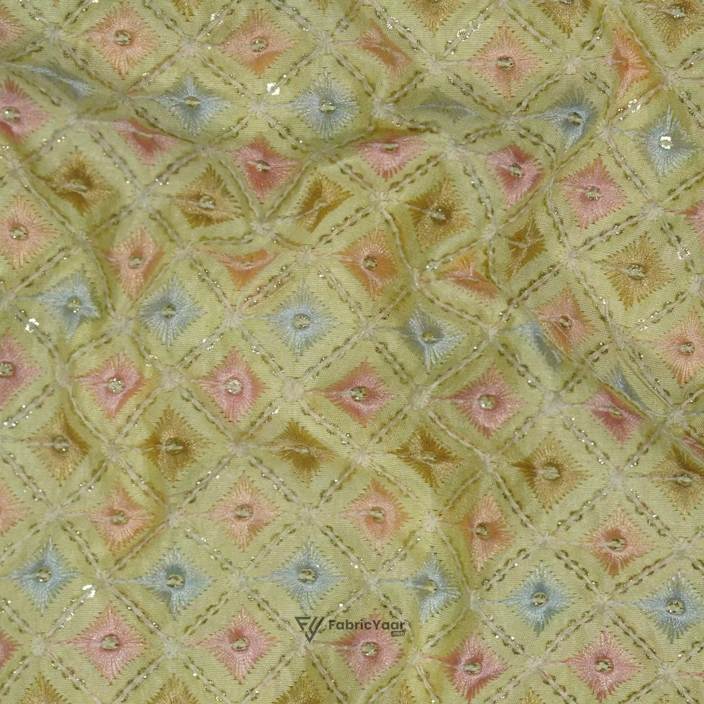 Designer Embroidery Multi Colour Thread Work Yellow Kurta / koti / Shrug (Width 38 Inch)