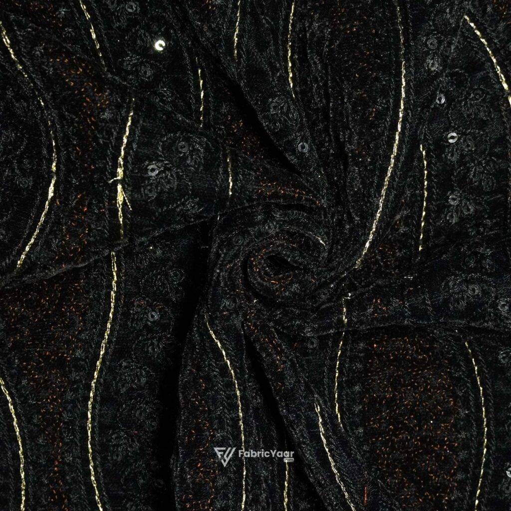 Designer Black Velvet Sequins Work  Koti / Shrug / Jodhpuri Fabric  (Width 38 Inch)